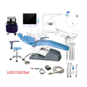 Promotion dental chair and dental unit full set with woodpecker N2 scaler handpiece,compressor,intraoral camera,curing light